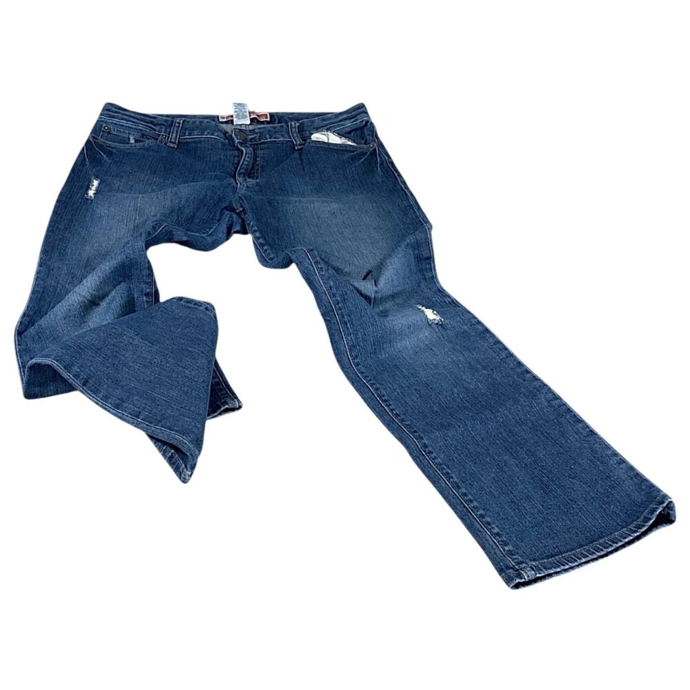 Gap Jeans Womens 10 Blue Curvy Ankle Distressed Trashed Y2K Rocker Rockstar Chic